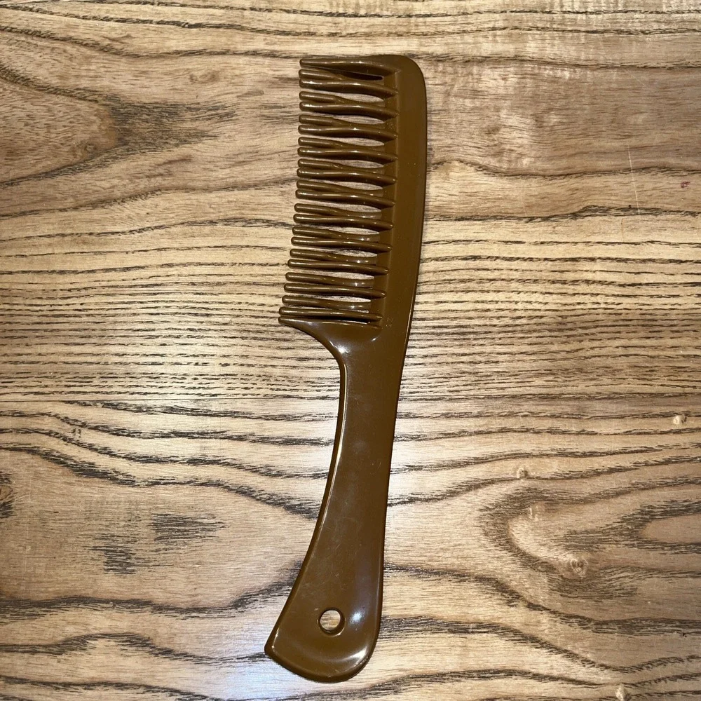Vintage Double Row Detangling‎ Wide Tooth Handle Hair Comb Brown 8.25